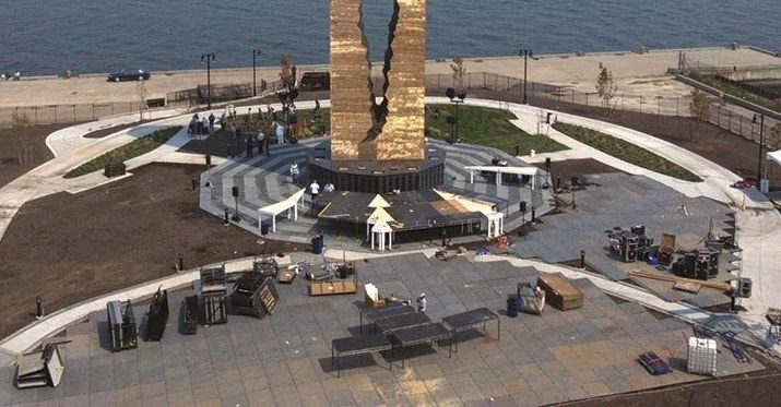 The memorial plaza at the base